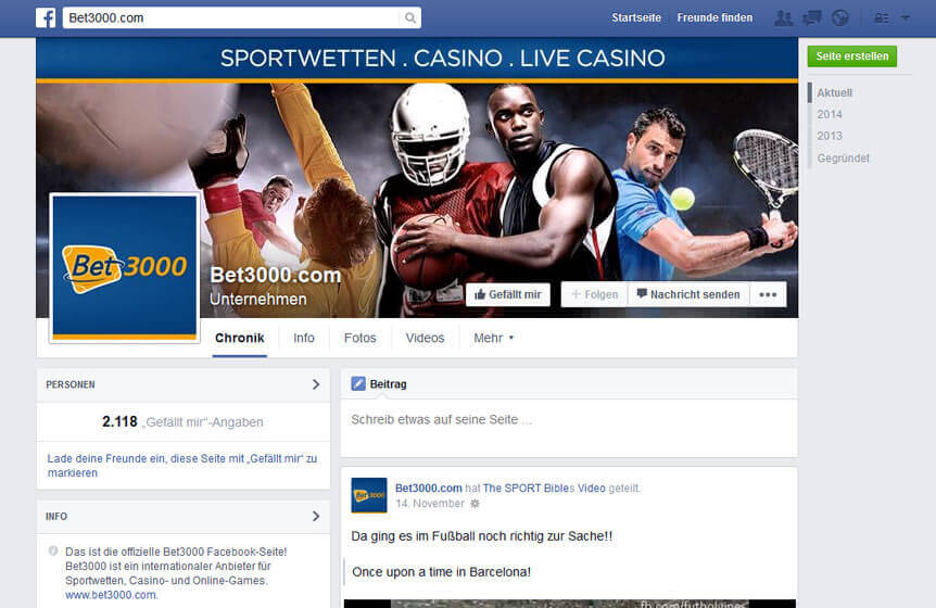 Bet3000 mobile App für iPhone, iPad und Android