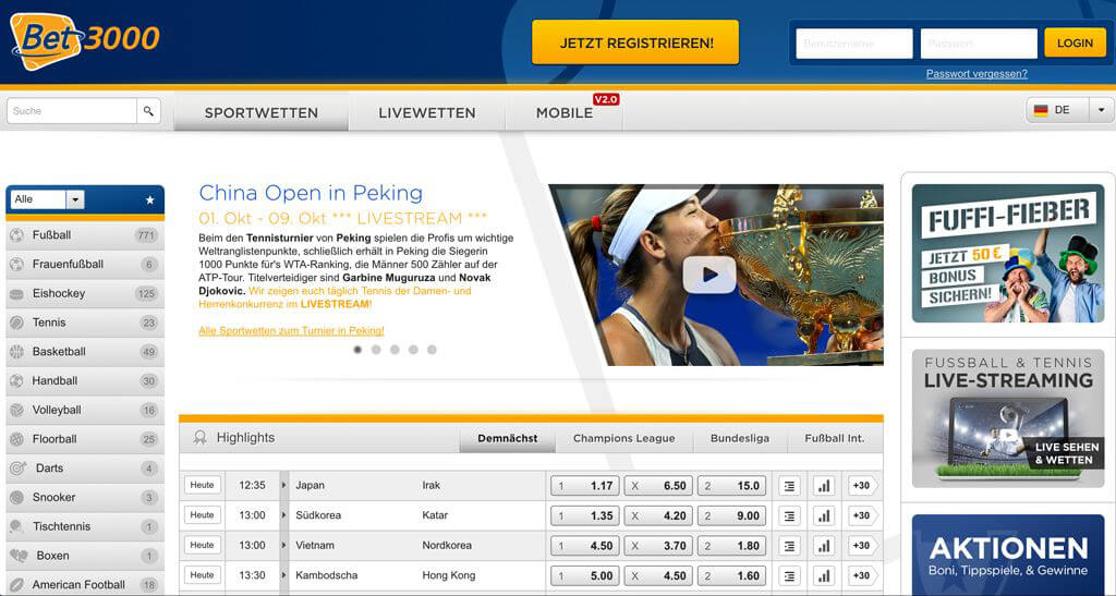 Bet3000 Sportwetten – Erfahrungen und Bewertung 2018