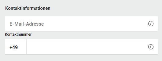 Kontaktinformationen bei der Registrierung