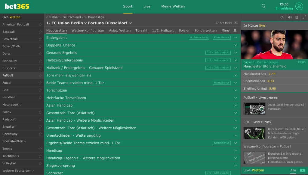 bet365 – Wettmärkte