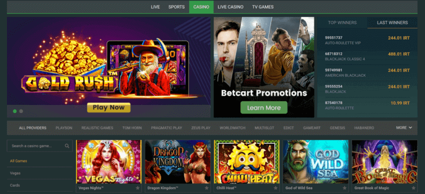 Betcart Casinoangebot