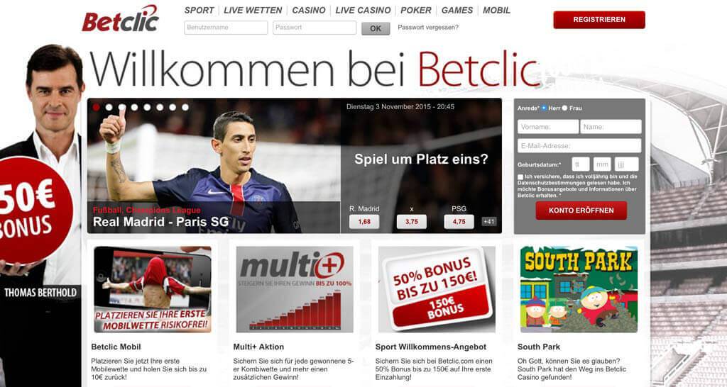 Webseiten-Oberfläche bei Betclic (Quelle: Betclic)