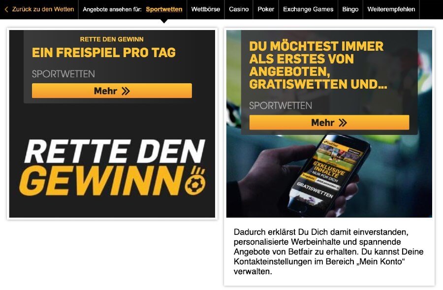 Betfair Beat the Drop – Aktionsseite aufrufen