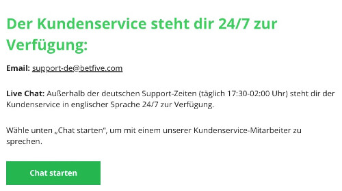 betfive Sportwetten Erfahrungen – Kontakt