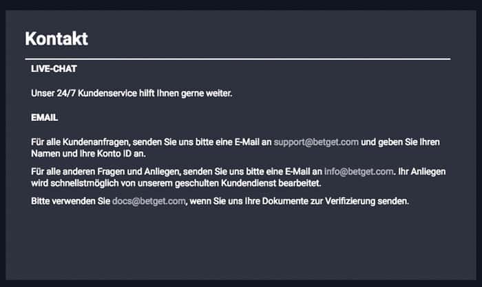 Betget Sportwetten Erfahrungen – Service und Support