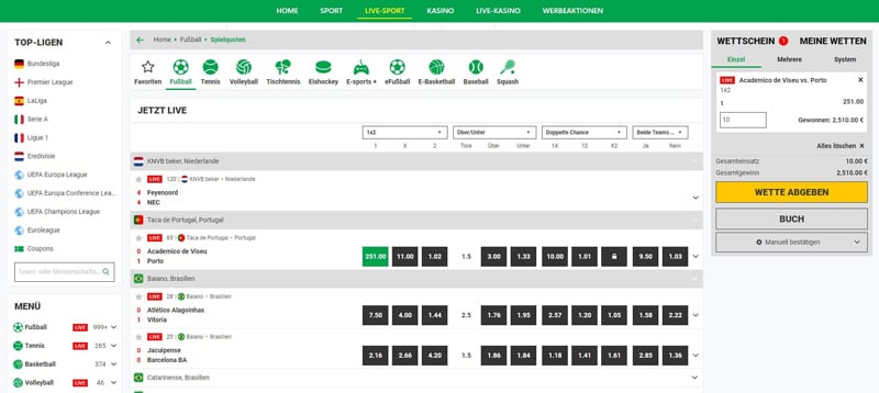 Livewetten von Betsamigo