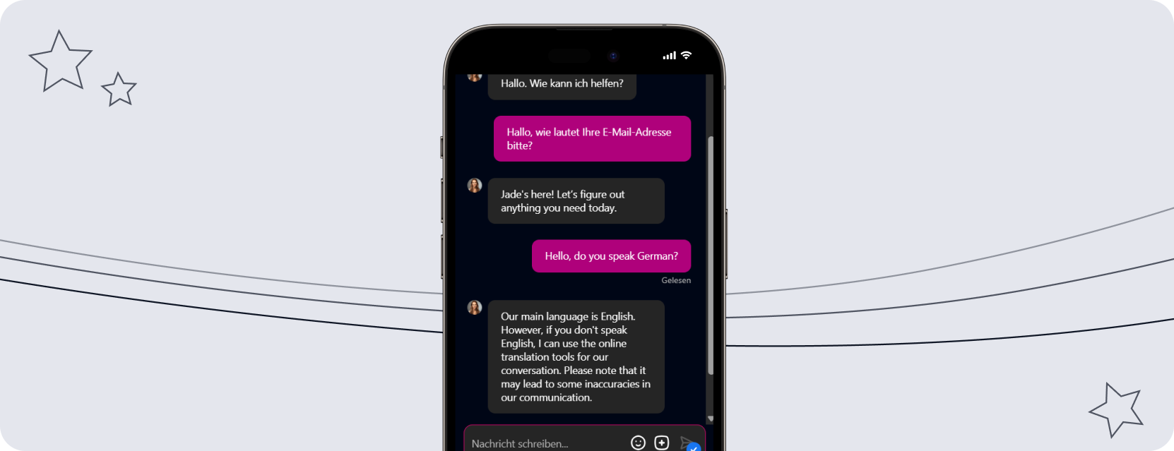 Chatgespräch mit dem Kundenservice.