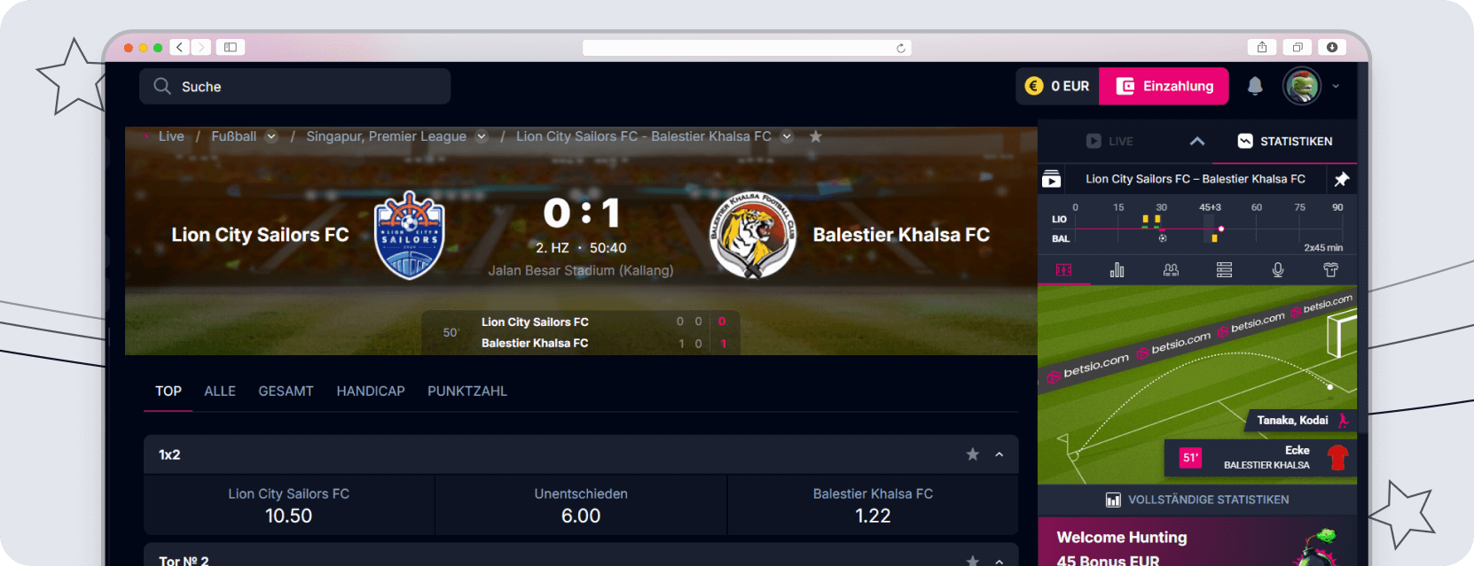 Live-Wetten bei Betsio.com.