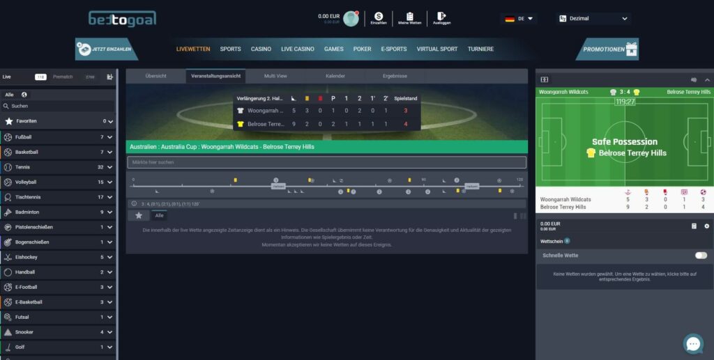 Livewetten von bettogoal