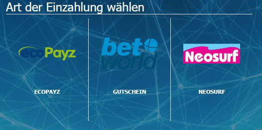 Einzahlungsmethoden auf Betworld