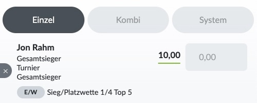 Einzelwette auf dem Wettschein bei Bildbet
