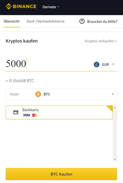 Bitcoin auf Binance kaufen