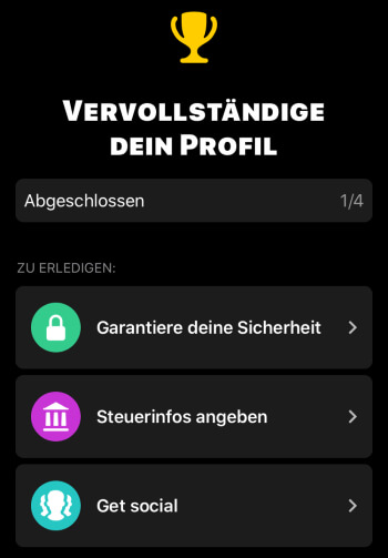 bunq – Profil vervollständigen