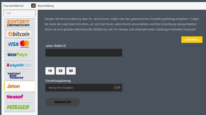 Campeon Bet – Jeton Betrag auswählen