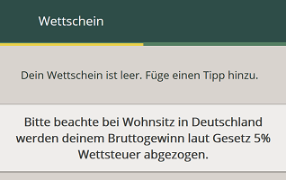 CherryCasino Wettschein Wettsteuer-Informationen