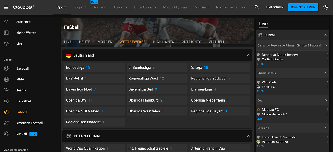 Fussball-Wetten von Cloudbet
