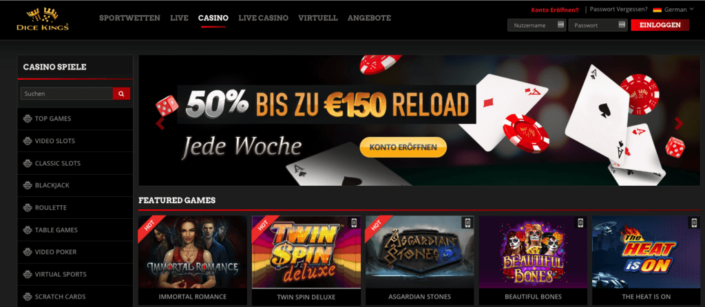 Dice Kings Casino-Programm