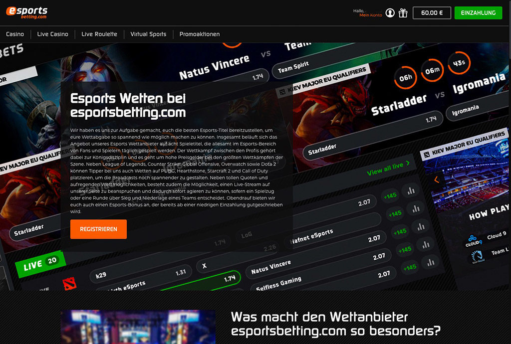 Esportsbetting Sportwetten Erfahrungen – Optik und Design