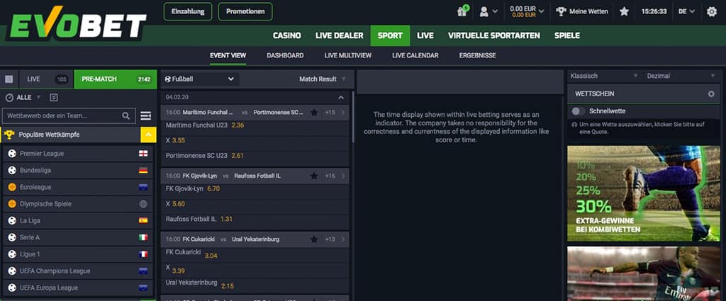 Evobet Sportwetten Erfahrungen – Optik und Design