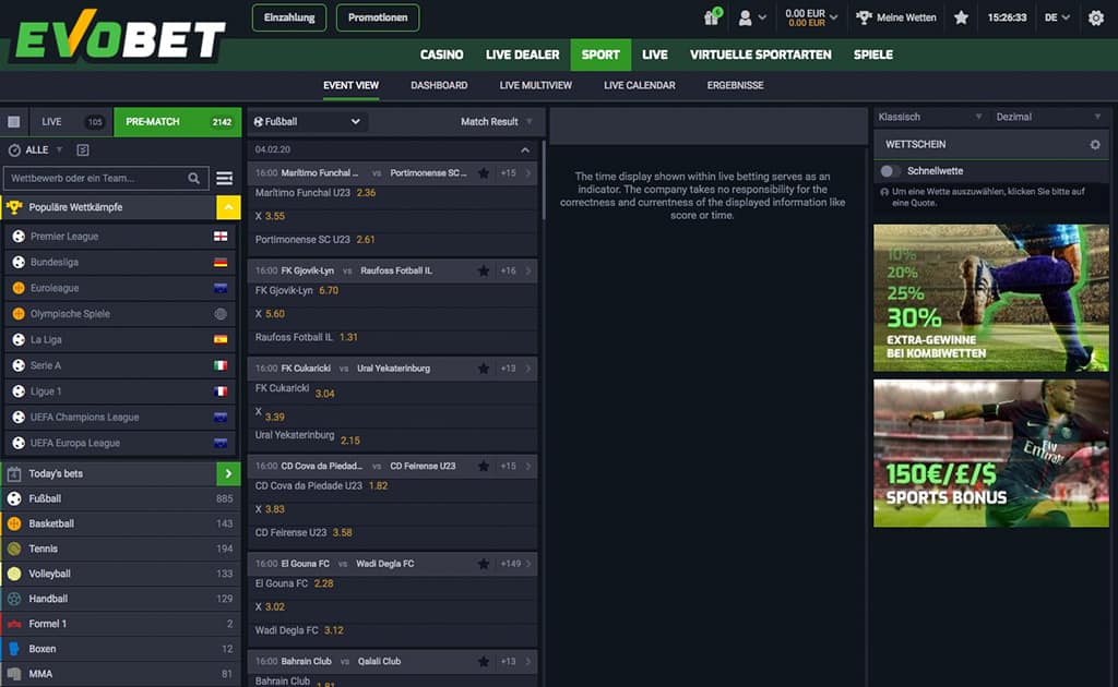 Evobet Sportwetten Erfahrungen – Wettangebot