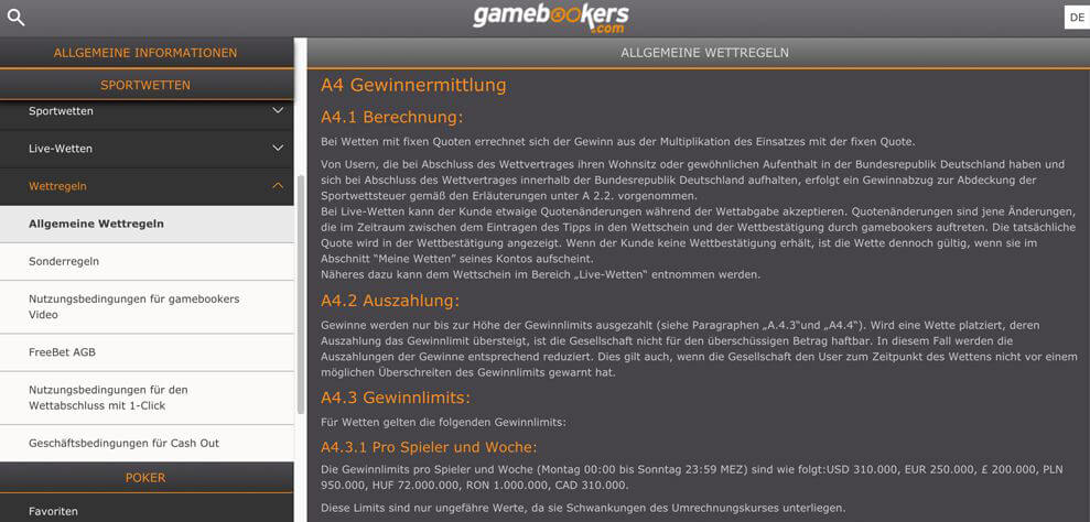 GameBookers-agb-Limit-Gewinn