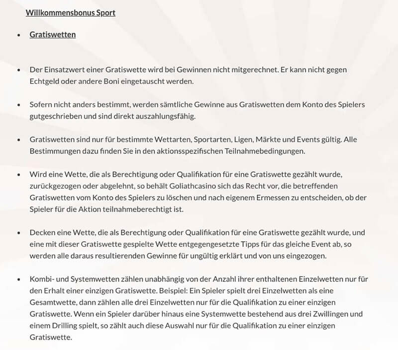 Goliath Sportwetten Erfahrungen – Bonus