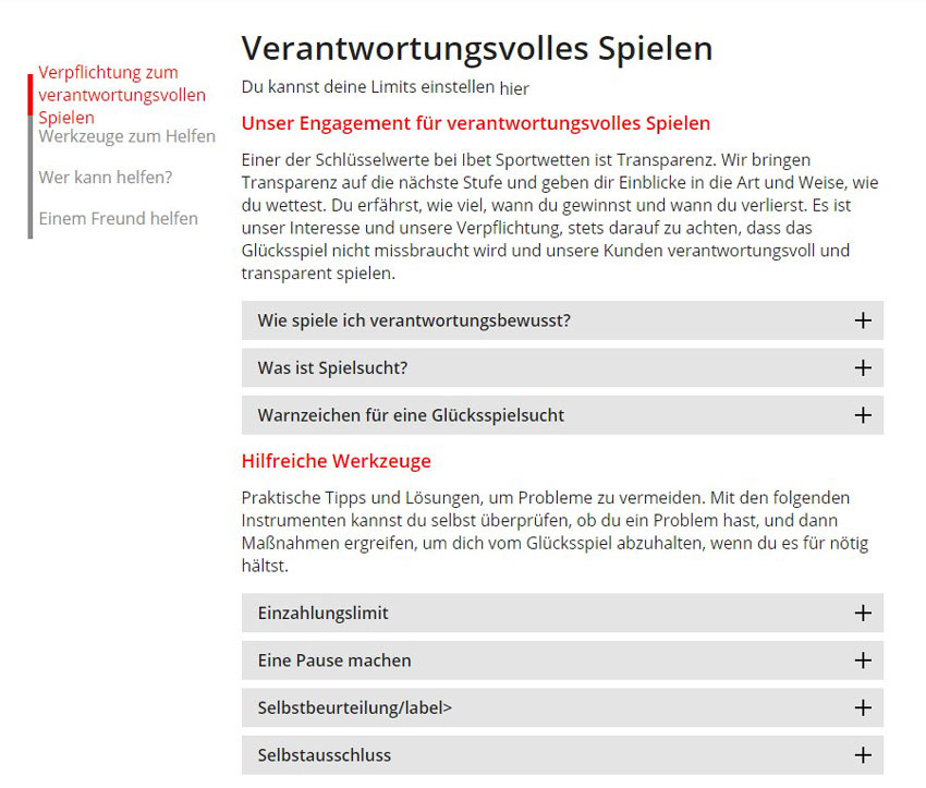 Spielerschutz von ibet