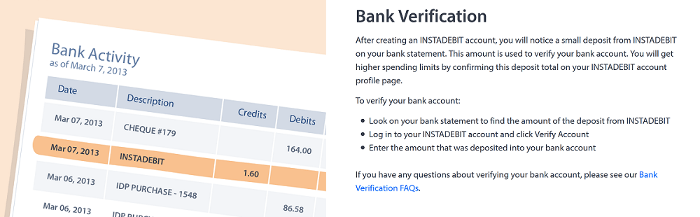 INSTADEBIT Verifizierung