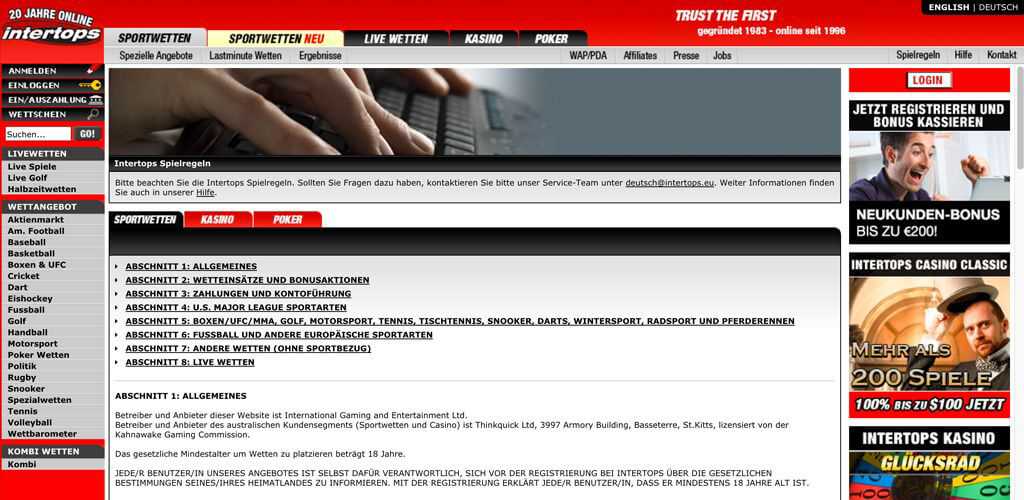 In den AGB von Intertops findest Du alle Informationen, die Du brauchst (Quelle: Intertops)