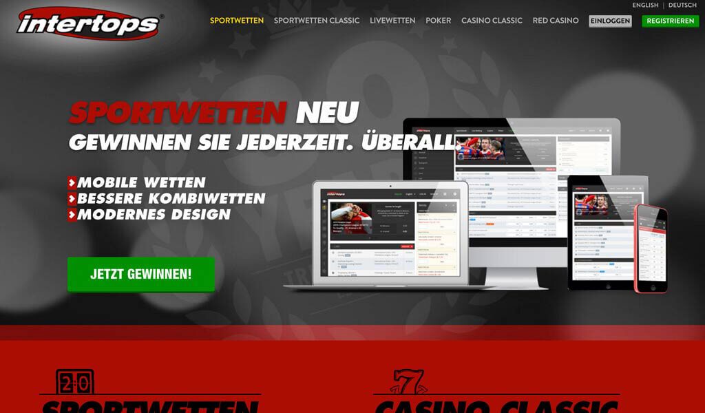 Webseiten-Oberfläche bei intertops (Quelle: intertops)