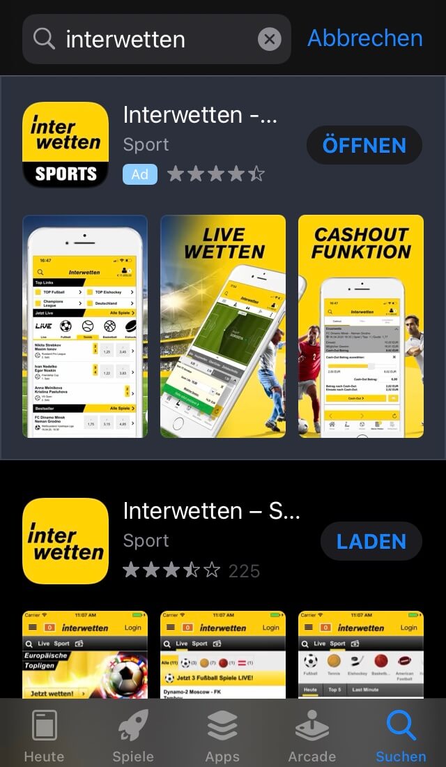 Interwette-App im App Store