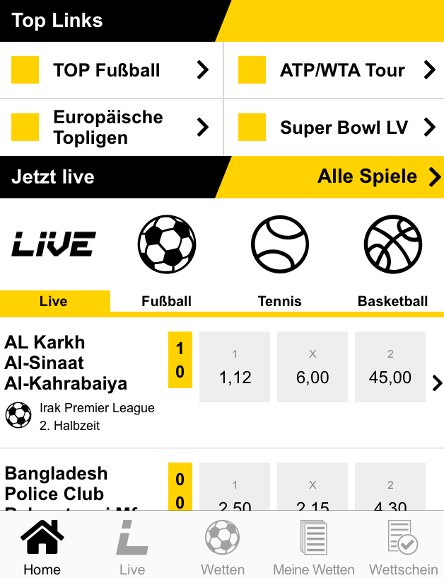 Design der Interwetten-App