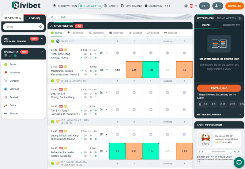 Livewetten von Ivibet