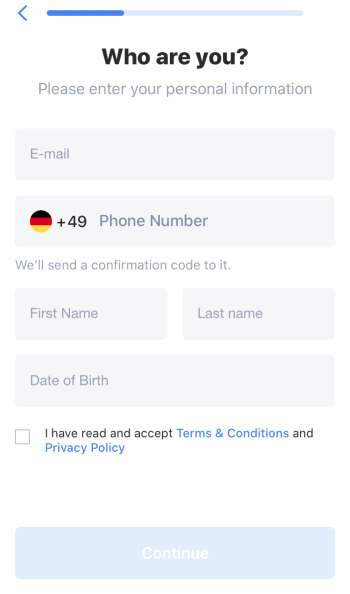 Jeton – Registrierungsprozess