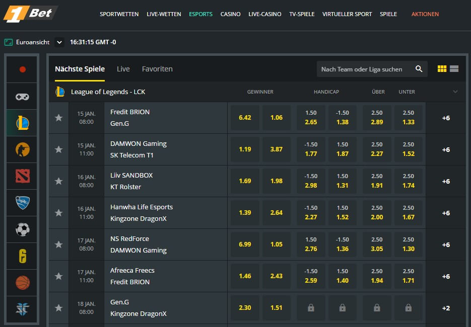 LoL-Wetten bei 1bet