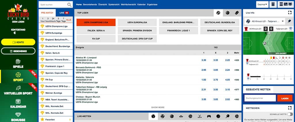 Lucky Bird Sportwetten – Optik und Design