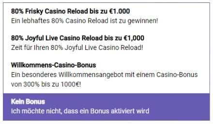 Bonusaktivierung im Lucy's Casino