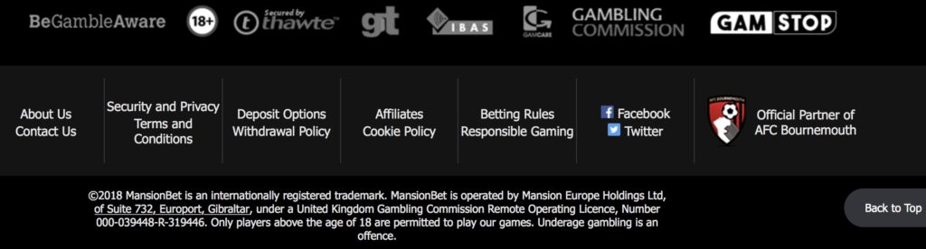 mansionbet Footer