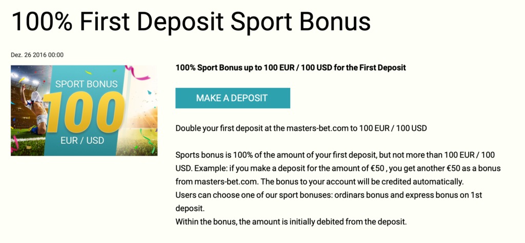 bonus mastersbet