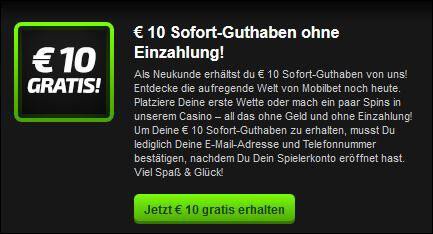 Mobilebet App - 10€ Sofort-Guthaben (Quelle: mobilbet)