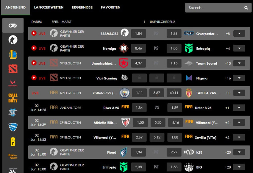 eSports von Mobius.bet
