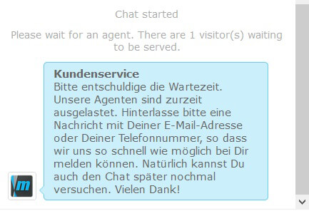 Der Live-Support bei mybet ist leider nicht immer erreichbar.