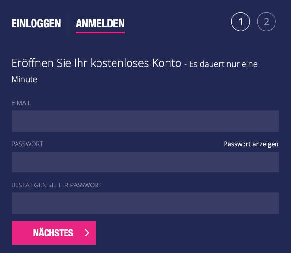 Neosurf – Registrierung anstoßen