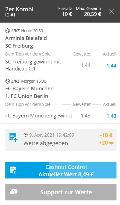 neo.bet 2er Kombi LIVE