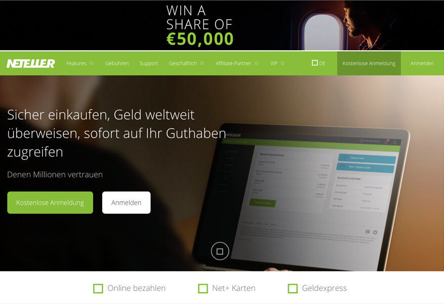 Webseite von Neteller (Quelle: Neteller)