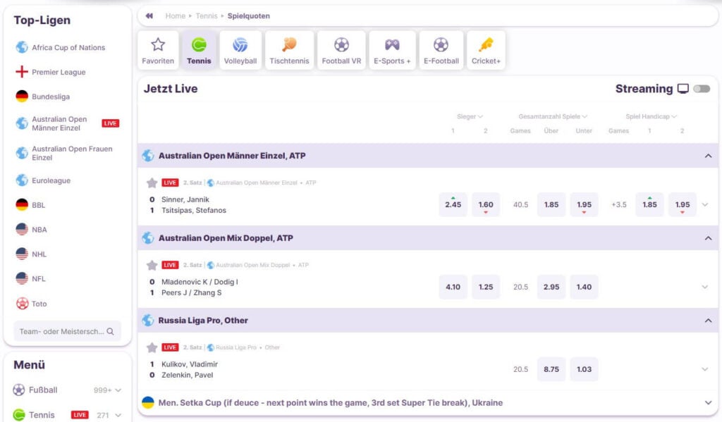 Livewetten von Nomini