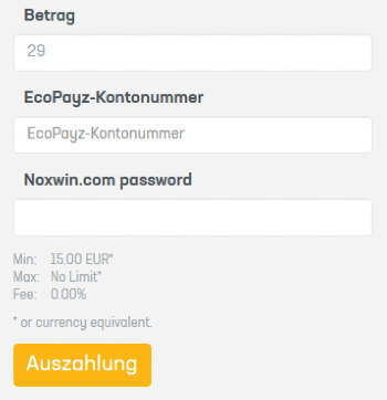 Noxwin Auszahlung