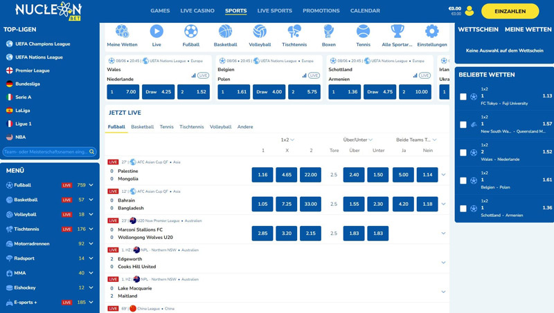 Wettangebot von Nucleonbet