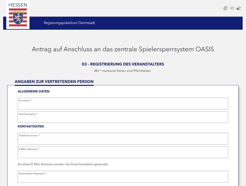 Registrierung bei OASIS über das Regierungspräsidium Darmstadt
