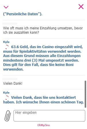 Live-Chat von OhMyZino